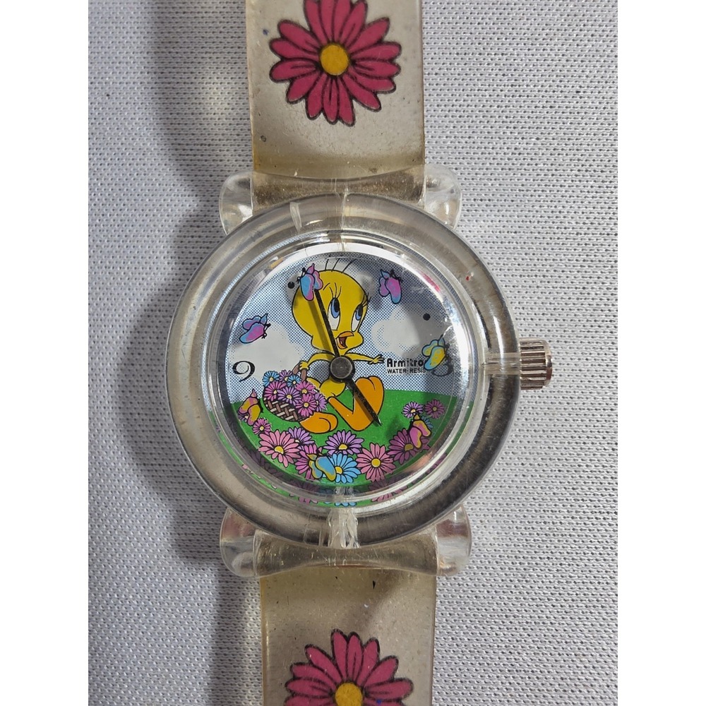 Tweety Bird with Butterfly Seconds 1998 WB Armitron Wrist Watch Works Great!